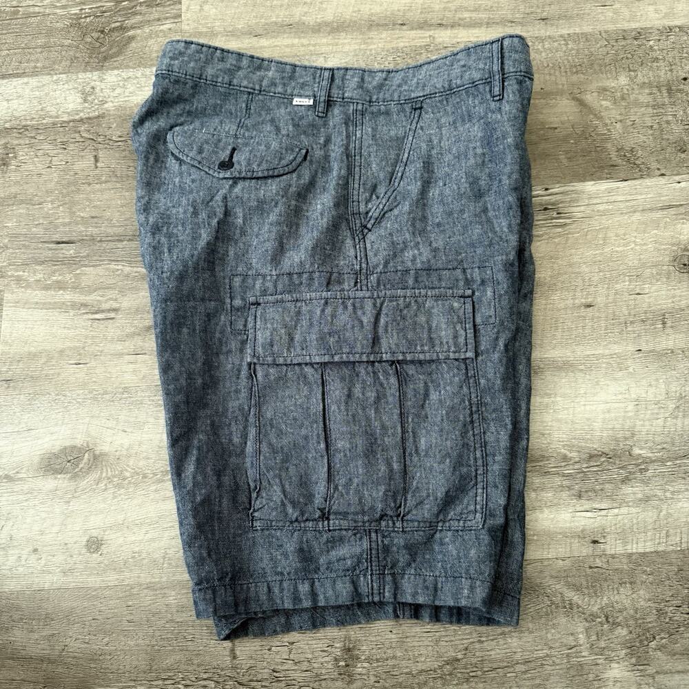Levi's Linen Blend Cargo Shorts Mens Size 34 Blue Casual Comfort Flap Pockets